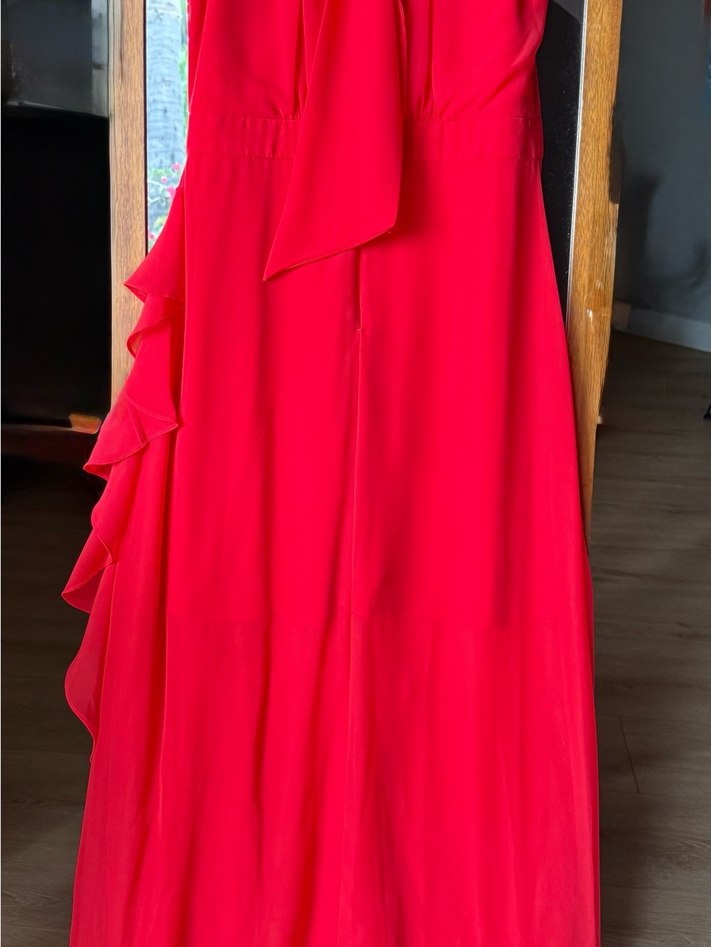 Betsy & Adam Bold Red Ruffled Maxi dress - Picture 4 of 8